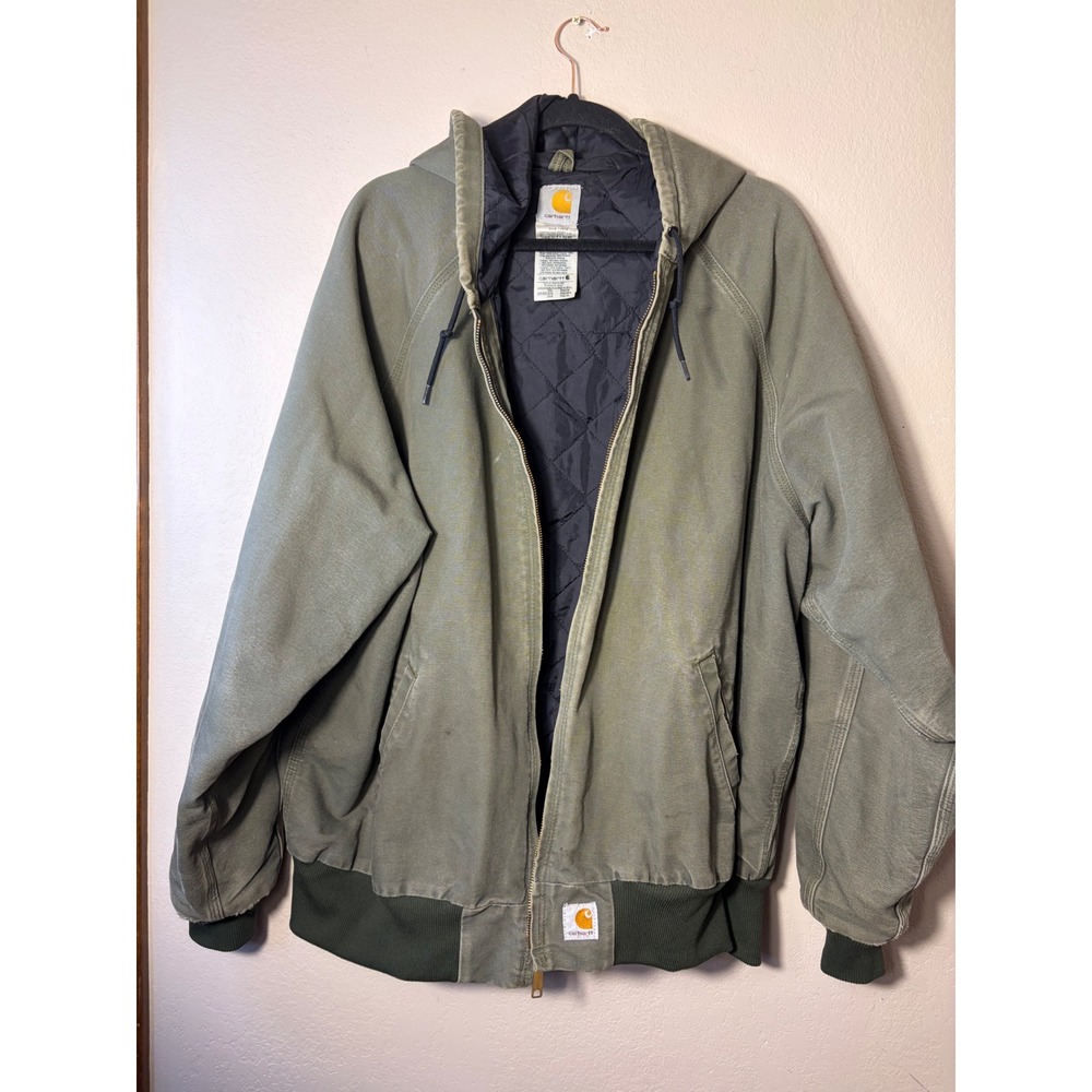 Carhartt J268 MOS Moss Green Duck Quilted Active Jacket Mens 2XL Reg